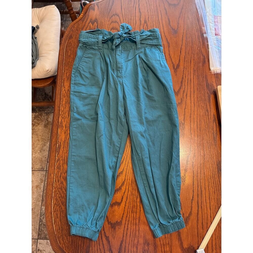 Janie & Jack Girls Teal Tie Belt Front Pants Jogger Girls Size 5